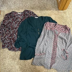 3 Piece Bundle - Maurice’s Blouses Size L 3/4 sleeves.